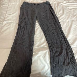 Gray Linen Pants with Slits up the Legs